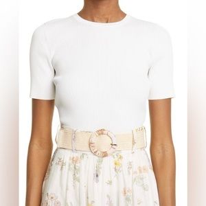 Zimmermann White Ribbed T-Shirt sz 1 NEW $195